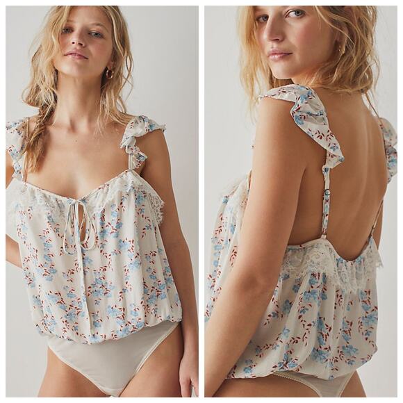 Free People Intimately Free Take It Away Bodysuit In Ivory Combo Size Small - Picture 6 of 12